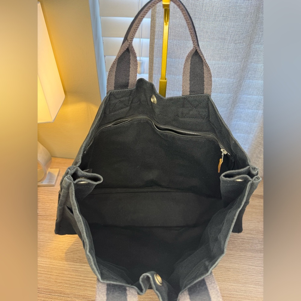 Hermès Fourre-Tout MM tote bag in black and gray canvas - Picture 10 of 11